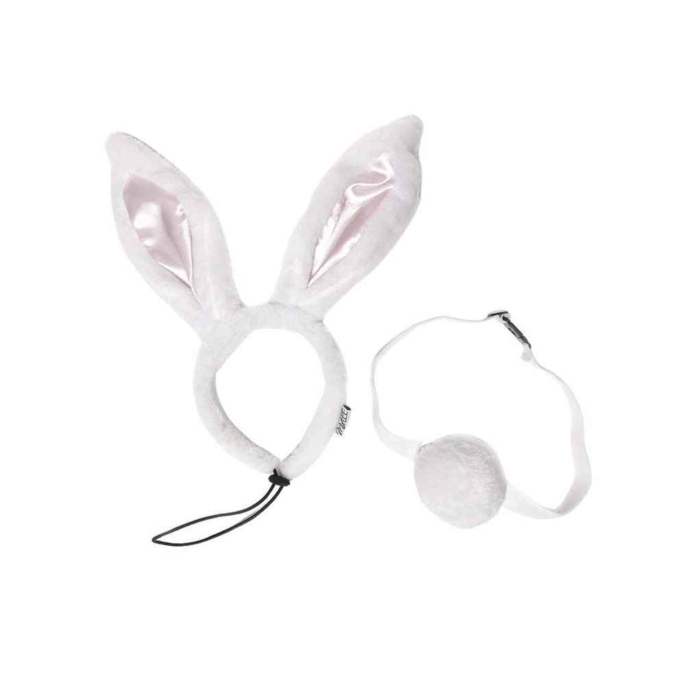 Midlee White Bunny Ears for Dogs w/ Tail